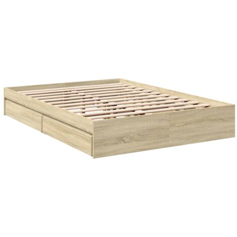 Bed Frame with Drawers without Mattress Sonoma Oak 140x200 cm vidaXL