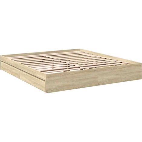 Bed Frame with Drawers without Mattress Sonoma Oak 180x200 cm Super King vidaXL