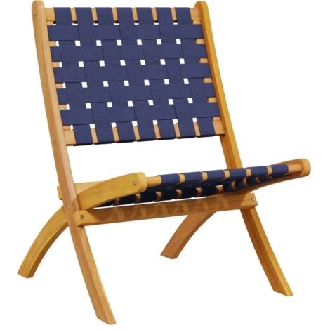 Folding Garden Chairs 2 pcs Dark Blue Solid Wood Acacia and Fabric vidaXL