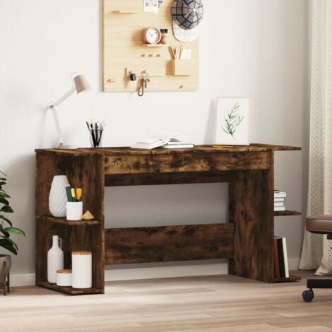 Desk Smoked Oak 140x50x75 cm Engineered Wood vidaXL (1/5)