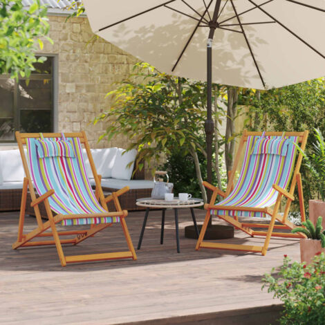Folding Beach Chairs 2 pcs Multicolour Fabric vidaXL