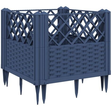 Garden Planter with Pegs Blue Grey 43.5x43.5x43.5 cm PP vidaXL