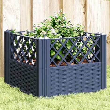 Garden Planter with Pegs Blue Grey 43.5x43.5x43.5 cm PP vidaXL