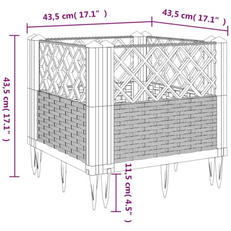 Garden Planter with Pegs Blue Grey 43.5x43.5x43.5 cm PP vidaXL