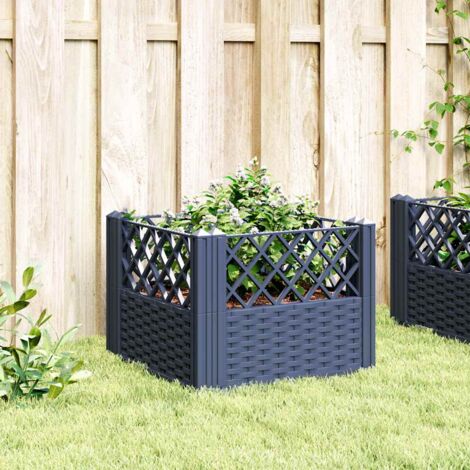 Garden Planter with Pegs Blue Grey 43.5x43.5x43.5 cm PP vidaXL