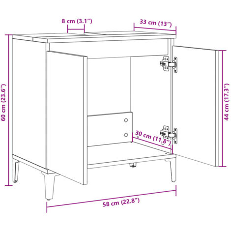 Sink Cabinet Sonoma Oak 58x33x60 cm Engineered Wood vidaXL