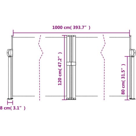 Retractable Side Awning White 120x1000 cm vidaXL