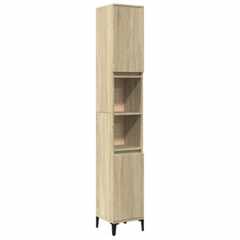 Bathroom Cabinet Sonoma Oak 30x30x190 cm Engineered Wood vidaXL