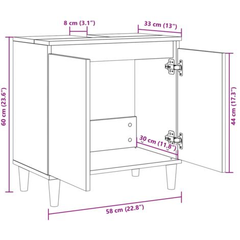 Sink Cabinet Sonoma Oak 58x33x60 cm Engineered Wood vidaXL