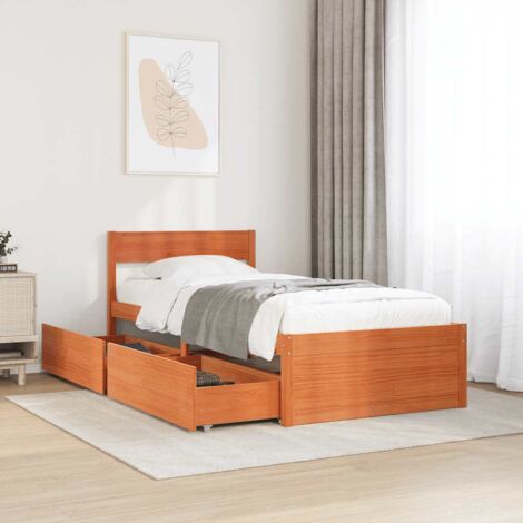 Bed Frame without Mattress Wax Brown 100x200 cm Solid Wood Pine vidaXL