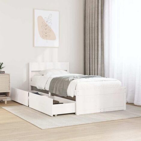 Bed Frame without Mattress White 90x200 cm Solid Wood Pine vidaXL