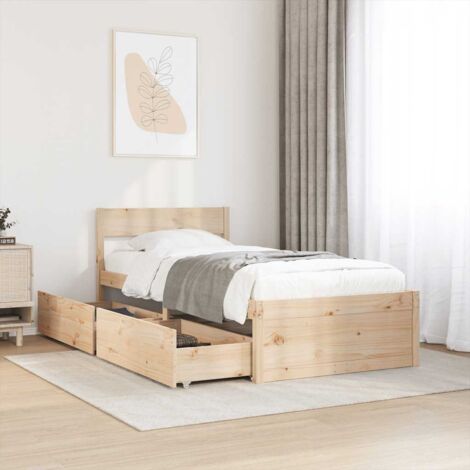 Bed Frame without Mattress 75x190 cm Small Single Solid Wood Pine vidaXL