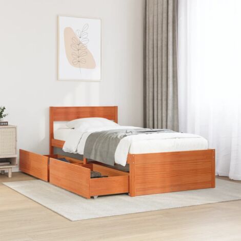 Bed Frame without Mattress Wax Brown 75x190 cm Small Single Solid Wood Pine vidaXL