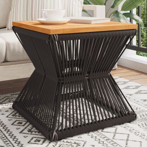 Coffee Table with Wire Base Black 38x38x38 cm Solid Wood Acacia vidaXL (1/5)