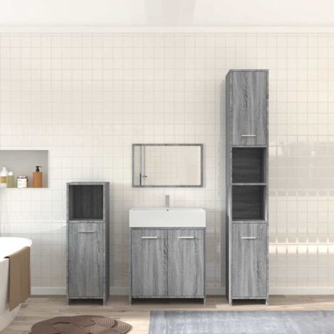 4 Piece Bathroom Furniture Set Grey Sonoma Engineered Wood vidaXL