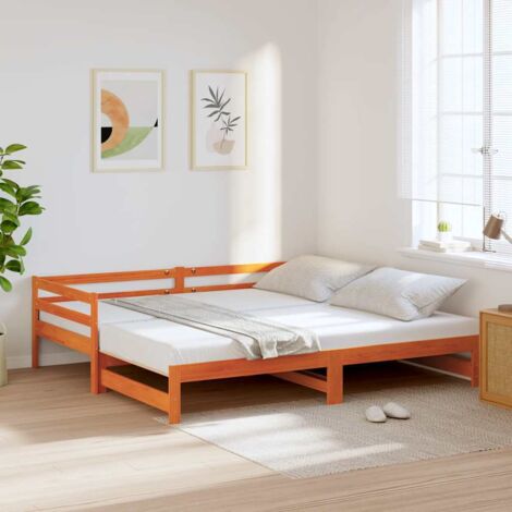 Daybed with Trundle without Mattress Wax Brown 80x200 cm Solid Wood vidaXL