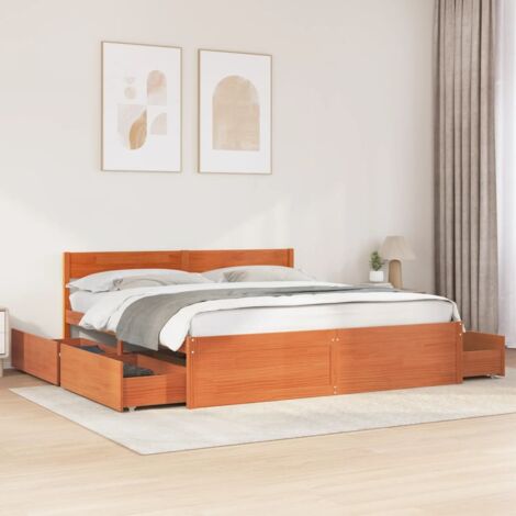 Bed Frame without Mattress Wax Brown 200x200 cm Solid Wood Pine vidaXL