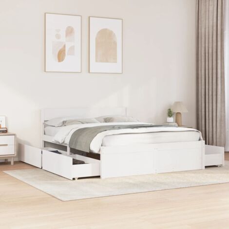 Bed Frame without Mattress White 140x200 cm Solid Wood Pine vidaXL
