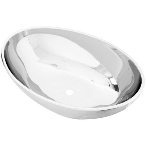 Wash Basin 40x33x13.5 cm Ceramic Silver vidaXL