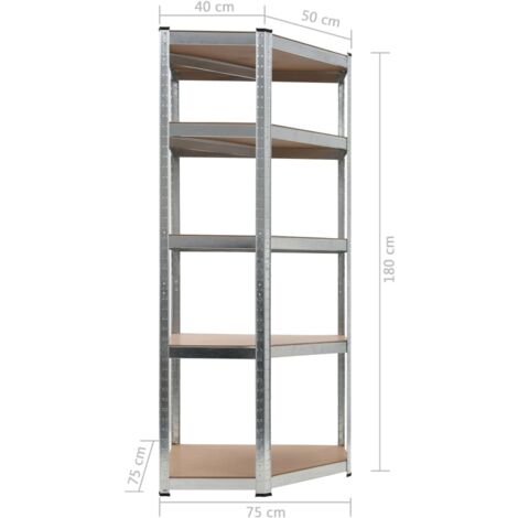Storage Shelf Silver 75x75x180 cm Steel and MDF vidaXL