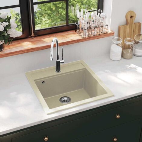 Granite Kitchen Sink Single Basin Beige vidaXL
