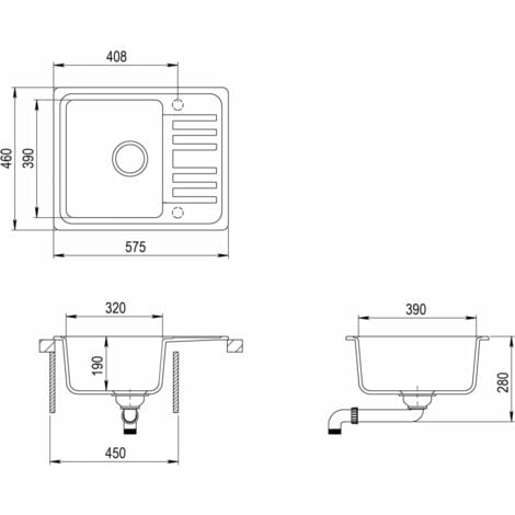 Granite Kitchen Sink Single Basin White vidaXL