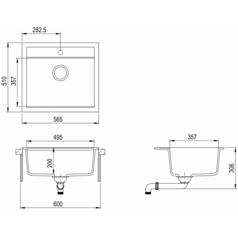 Granite Kitchen Sink Single Basin Beige vidaXL