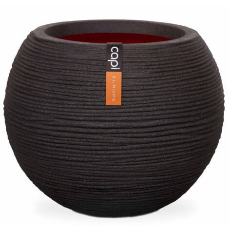 Vase Nature Rib Ball 40x32 cm Black KBLR270 Capi