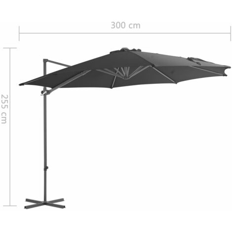 Cantilever Garden Parasol with Steel Pole Anthracite 300 cm vidaXL