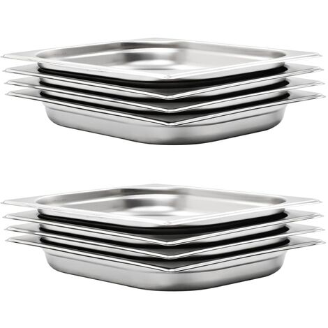 Gastronorm Containers 8 pcs GN 1/2 40 mm Stainless Steel vidaXL