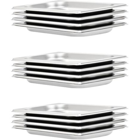 Gastronorm Containers 12 pcs GN 1/4 20 mm Stainless Steel vidaXL