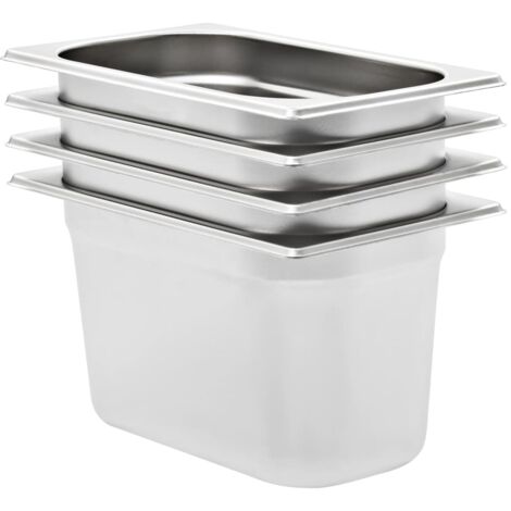 Gastronorm Containers 4 pcs GN 1/4 150 mm Stainless Steel vidaXL