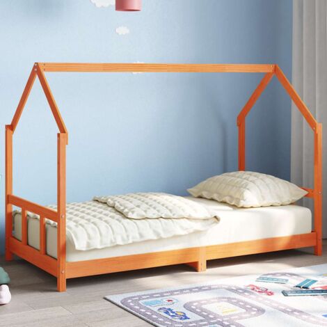 Kids Bed Frame Wax Brown 90x190 cm Solid Wood Pine vidaXL