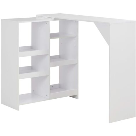 Bar Table with Moveable Shelf White 138x39x110 cm vidaXL