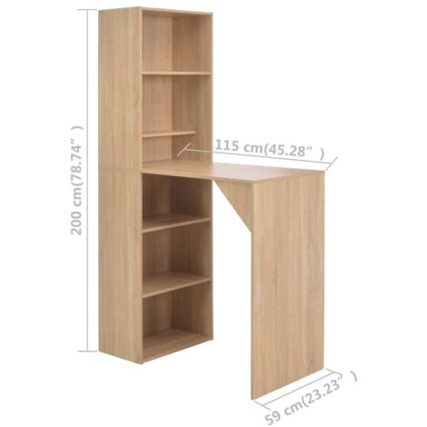 Bar Table with Cabinet Oak 115x59x200 cm vidaXL