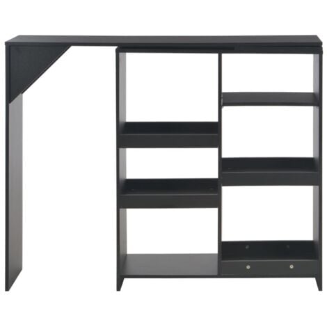 Bar Table with Moveable Shelf Black 138x39x110 cm vidaXL