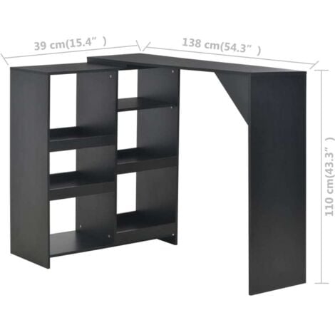 Bar Table with Moveable Shelf Black 138x39x110 cm vidaXL
