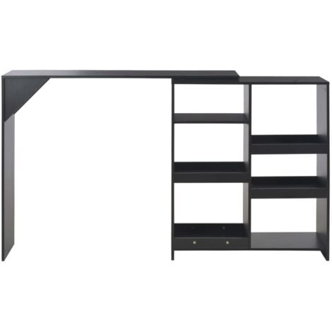 Bar Table with Moveable Shelf Black 138x39x110 cm vidaXL