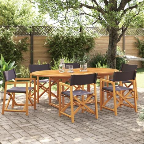 6 Piece Folding Garden Chairs Dark Grey Fabric vidaXL
