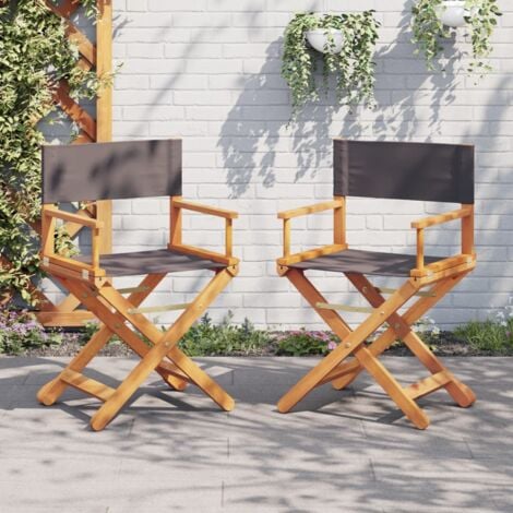Folding Director Chairs 2 pcs Dark Grey Fabric vidaXL