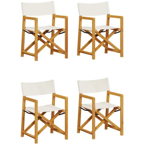 4 Piece Folding Garden Chairs Cream White Fabric vidaXL