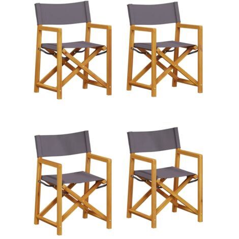 4 Piece Folding Garden Chairs Dark Grey Fabric vidaXL