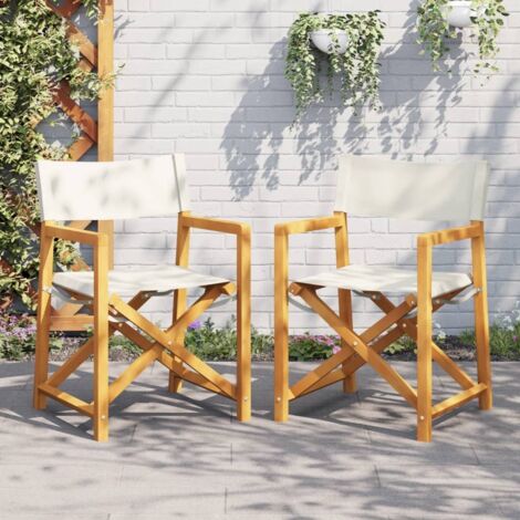 Folding Director Chairs 2 pcs Cream White Fabric vidaXL