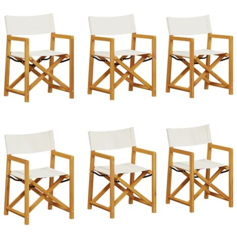 6 Piece Folding Garden Chairs Cream White Fabric vidaXL