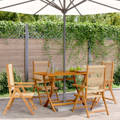 Reclining Garden Chairs 4 pcs Beige Solid Wood Acacia vidaXL