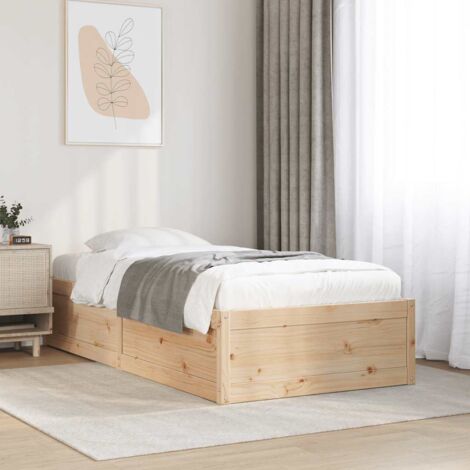 Bed Frame without Mattress 75x190 cm Small Single Solid Wood Pine vidaXL (1/5)