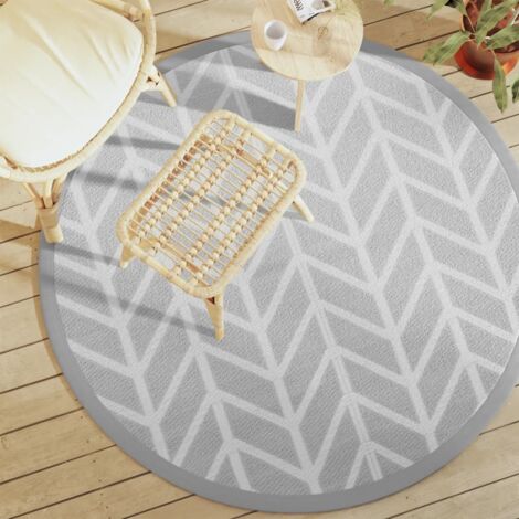Outdoor Carpet ARAKIL Grey Ø160 cm PP vidaXL