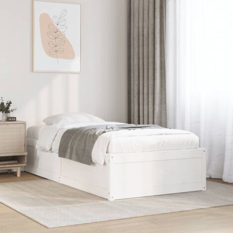 Bed Frame without Mattress White 90x200 cm Solid Wood Pine vidaXL (1/5)