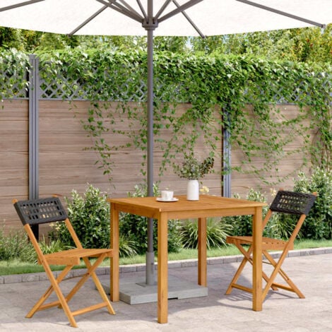 Bistro Chairs 2 pcs Black Solid Wood Acacia and Poly Rattan vidaXL