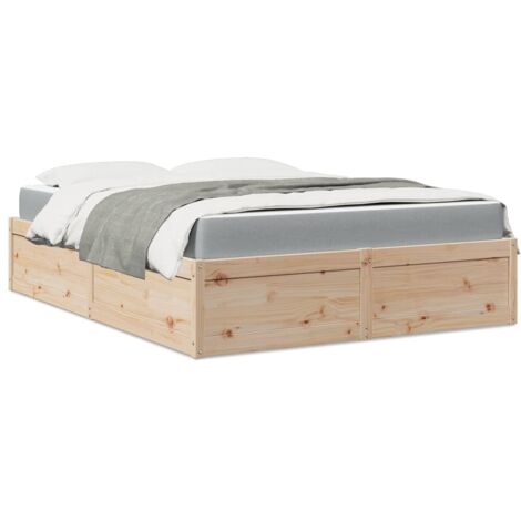 Bed with Mattress 140x200 cm Solid Wood Pine vidaXL (1/5)
